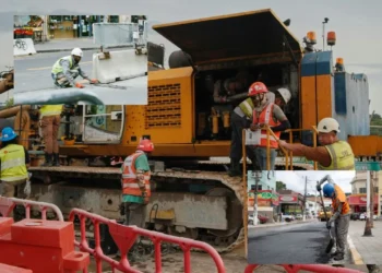 Albañiles para construir carreteras