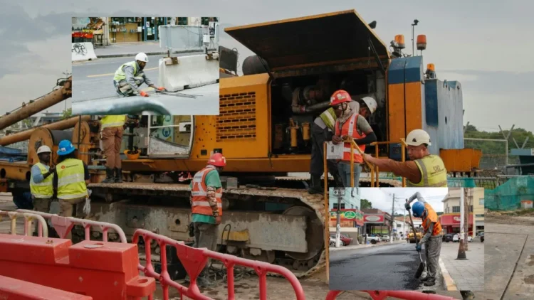 Albañiles para construir carreteras